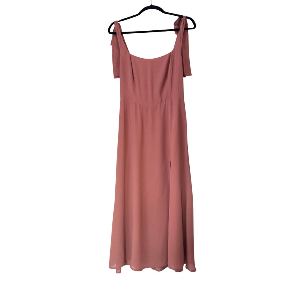 Reformation Twilight Midi Dress Tie Shoulder Praline Mauve Pink Sz 4